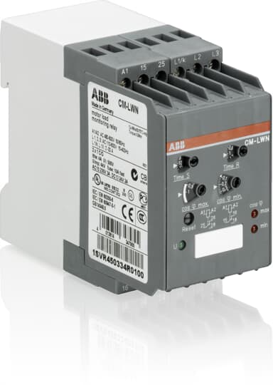 CM-LWN Motor load monitor, 2x1c/o, 24-240V AC/DC, 0.5-5A ABB Motor Load Monitoring Relays