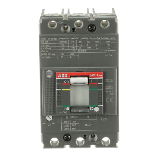 XT1B 160 TMD 16-450 3p F F ABB MCCB - Tmax XT