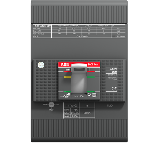 XT3S 250 TMD 100-1000 3p F F ABB MCCB - Tmax XT