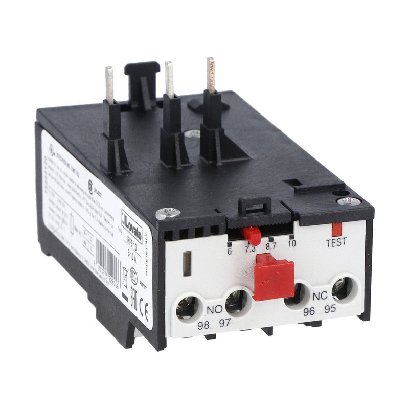 Motor protection relay, phase failure/single-phase sensitive. Three-pole (three-phase), manual resetting. Direct mounting on BG06, BG09, BG12 mini-contactors, 0.6...1A
