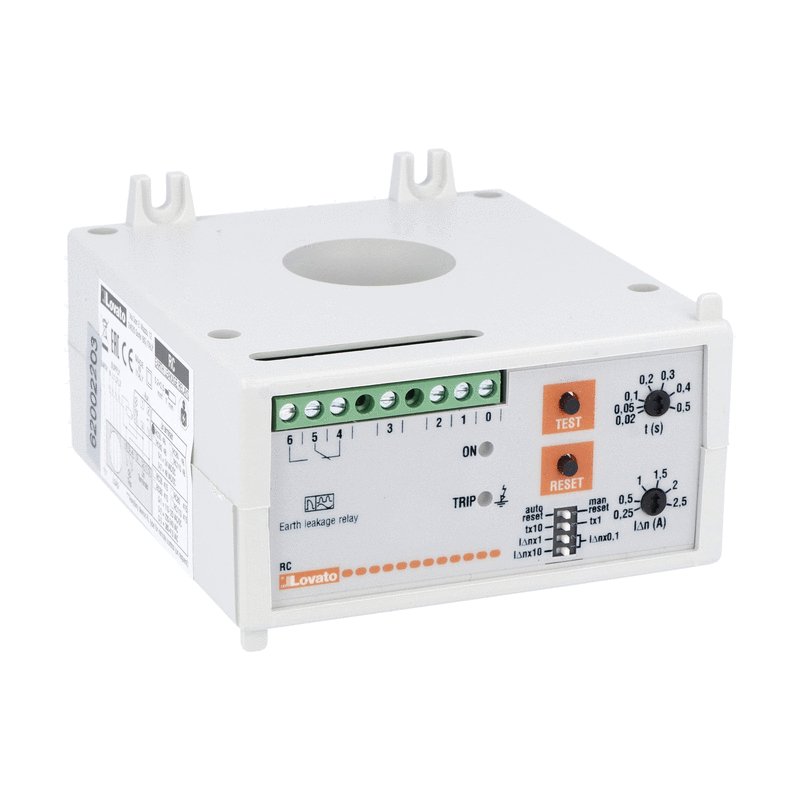 Earth leakage relay with 1 operatin threshold, compact panel mount. CT incorporated, 110VAC/DC-240VAC-415VAC
