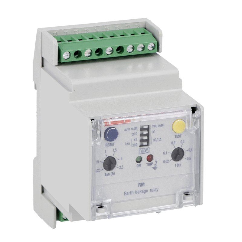Earth leakage relay with 1 operatin threshold, modular, 35mm DIN (IEC/EN60715) rail mounting. External CT, 110VAC/DC-240VAC-415VAC