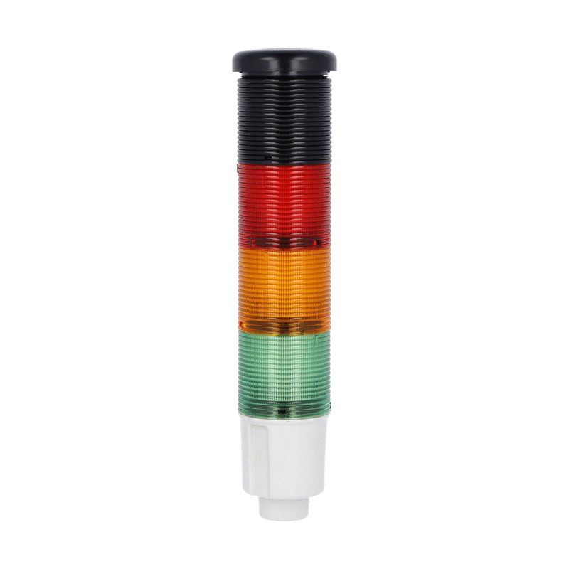 Steady light module. Ø45mm. Built-in LED circuit. Green, orange, red with continuous or pulsed sound, 24VDC