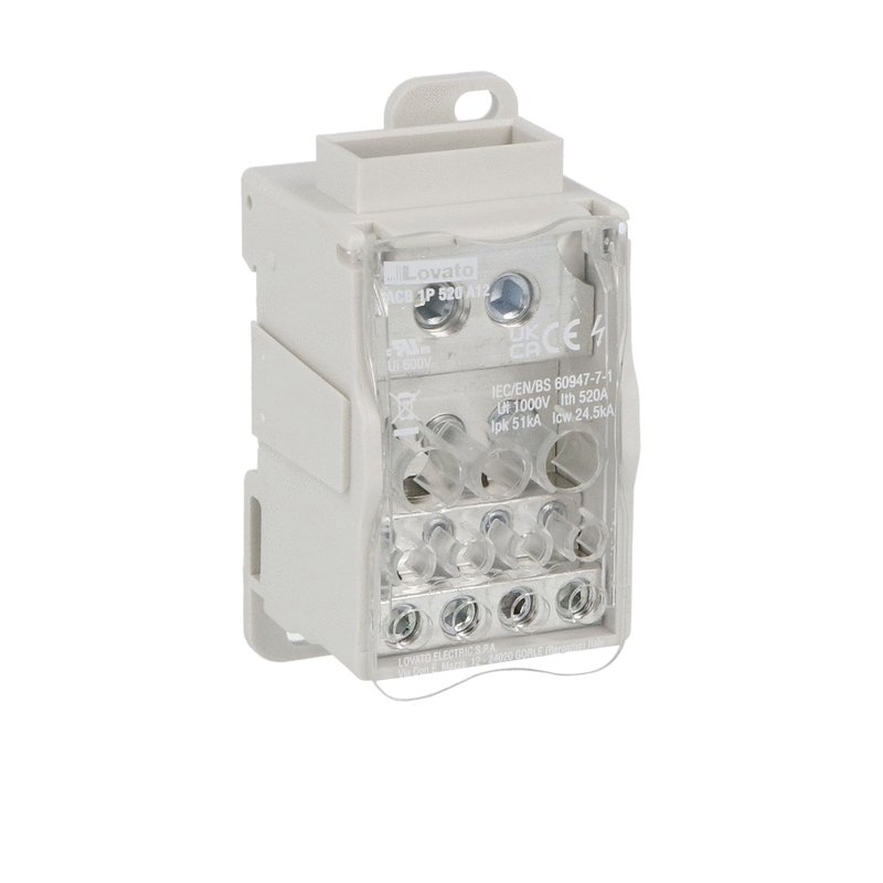 Power distribution block, single-pole, 520A, 12 terminals