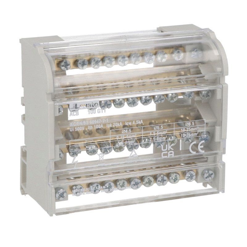 Power distribution block, four-Pole, 100A, 11 terminals