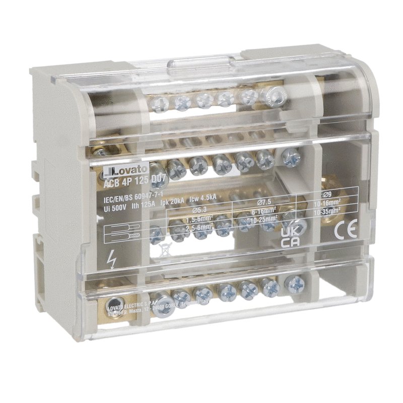 Power distribution block, four-Pole, 125A, 7 terminals