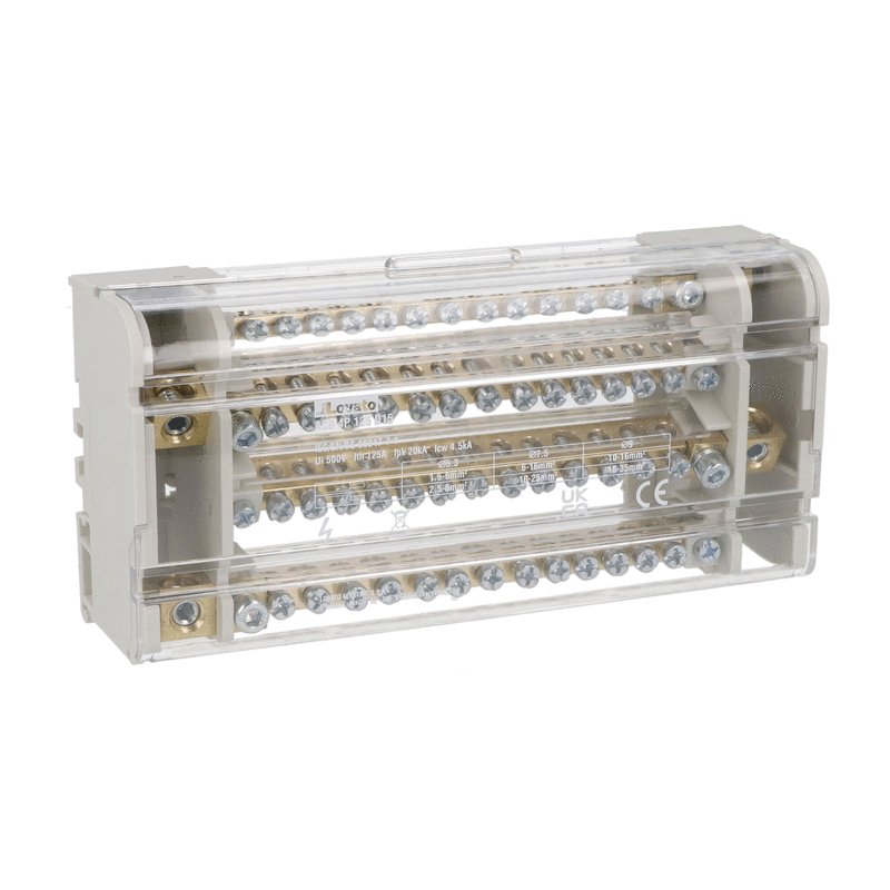 Power distribution block, four-Pole, 125A, 15 terminals