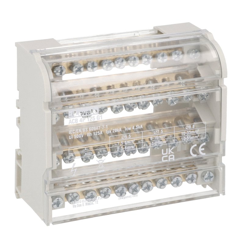 Power distribution block, four-Pole, 125A, 11 terminals