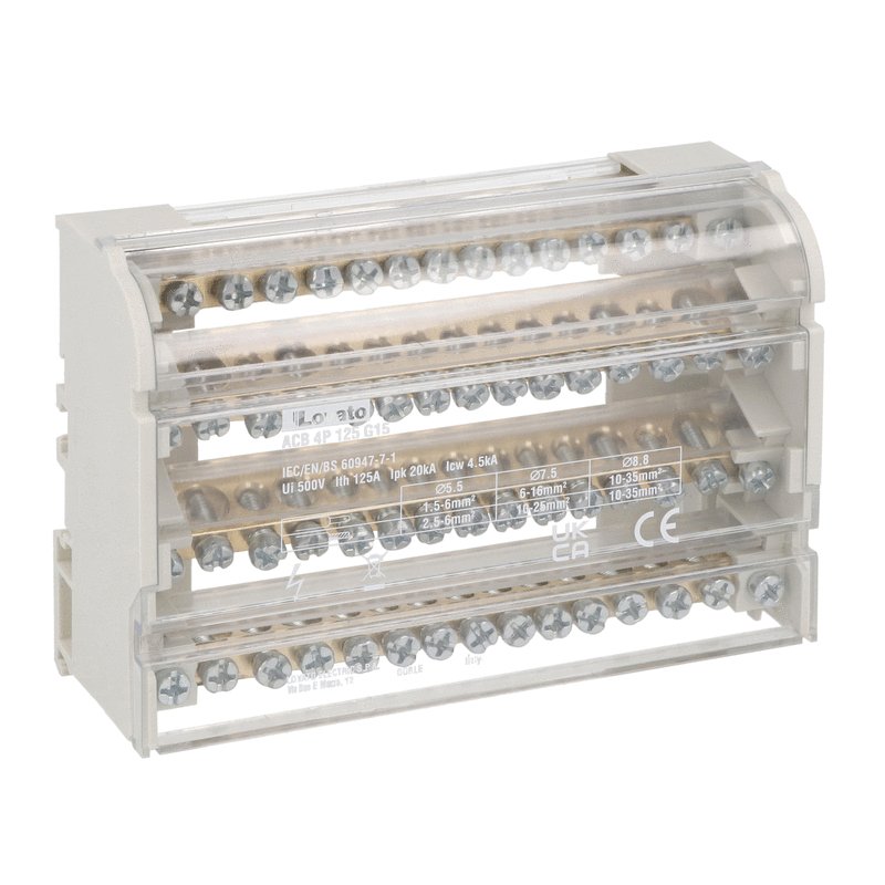 Power distribution block, four-Pole, 125A, 15 terminals