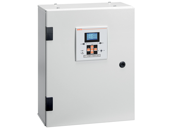 Enclosed automatic transfer switch ATS. Auxiliary supply 230VAC, with four-pole contactors. 125A, 87kVA. Dimensions 600X400X250mm