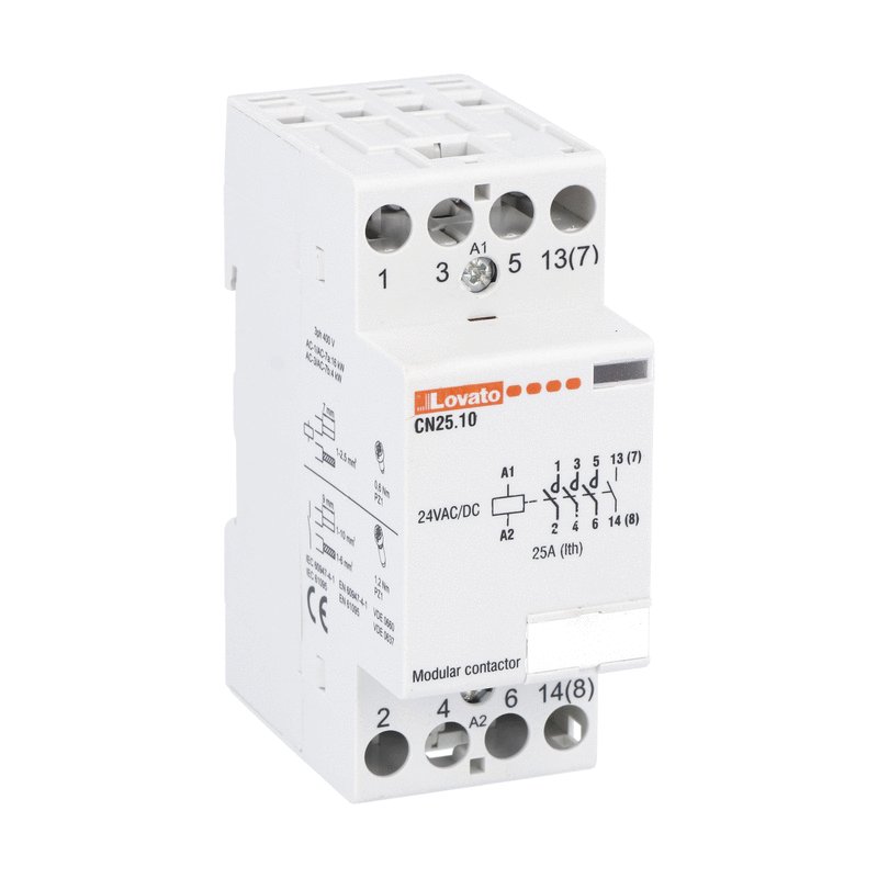 Modular contactor, three-pole or four-pole, 25A AC1, 24VAC/DC (4NO)