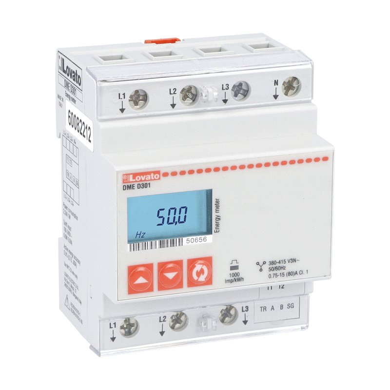 Energy meter, three-phase with neutral, non expandable, 80A direct connection, 4U, RS485 interface, multi-measurements