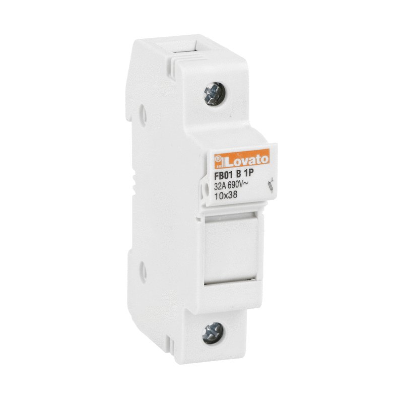 Fuse holder, for 10X38mm fuses. 32A rated current at 690VAC, 1P. Without status indicator. 1 module