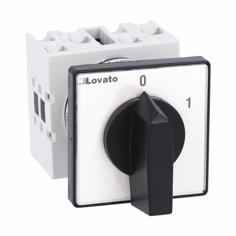 Rotary cam switch GX series, ON-OFF switch 1 pole 20A, for front mounting with black handle, front plate 48X48mm