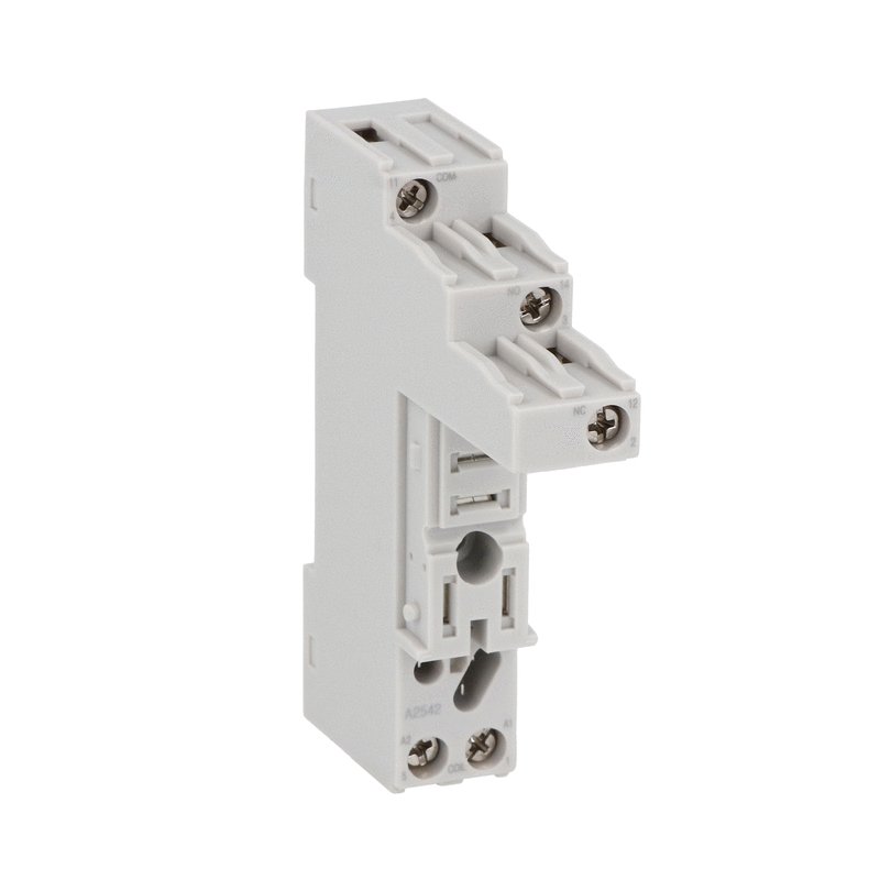 Socket for HR511C relays for fitting on DIN rail or screws, screw terminals.