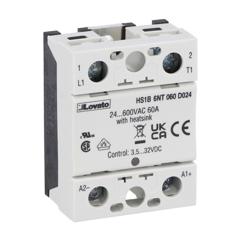 Hockey puck, single-phase, 60A, 18...280VAC/DC, screw terminals