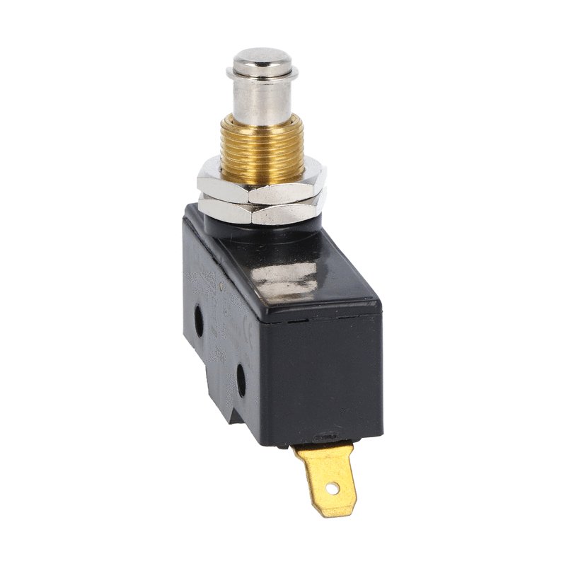 Plastic micro switch, K series, top push rod - metal plunger. M12 fixing head. Contacts 1NO/NC. Faston terminals