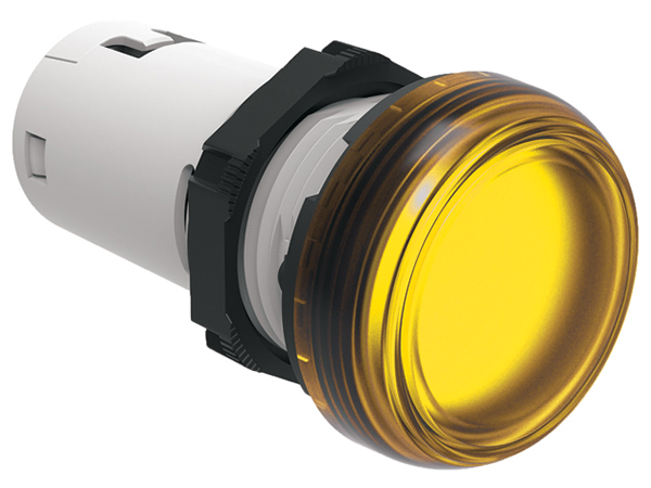 LED integrated monoblock pilot light, steady light Ø22mm Platinum series chromed plastic, yellow, 230VAC