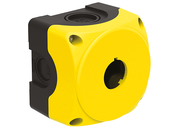 Control station, empty with no actuators, for 1 actuator. Yellow cover