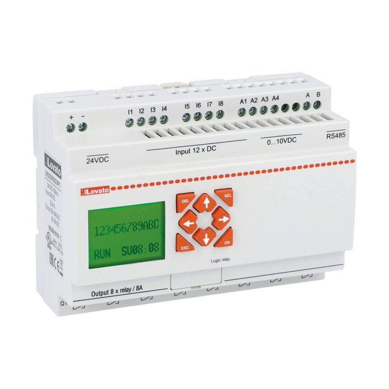 Micro PLCs, base module, auxiliary supply voltage 24VDC, 12/8 relay. Built-in RS485