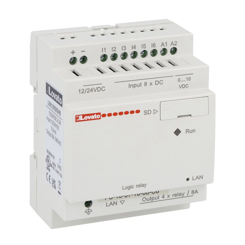 Micro PLC, base module without display, auxiliary supply voltage 12/24VDC, 8/4 relay, built-in Ethernet port