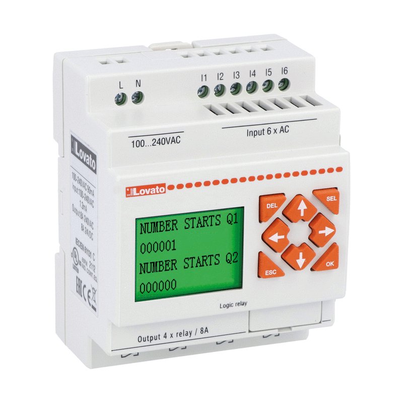 Start-up priority change relay for 3 or 4 motors, modular version. Auxiliary supply voltage 100…240VAC