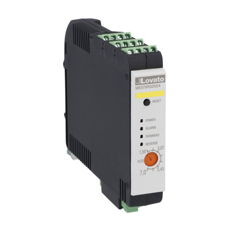 Electronic reversing starter, 7A, integrated motor thermal protection and STO (Safe Torque Off) emergency stop, operational voltage Ue ≤500VAC, auxiliary and control supply voltage 24VDC