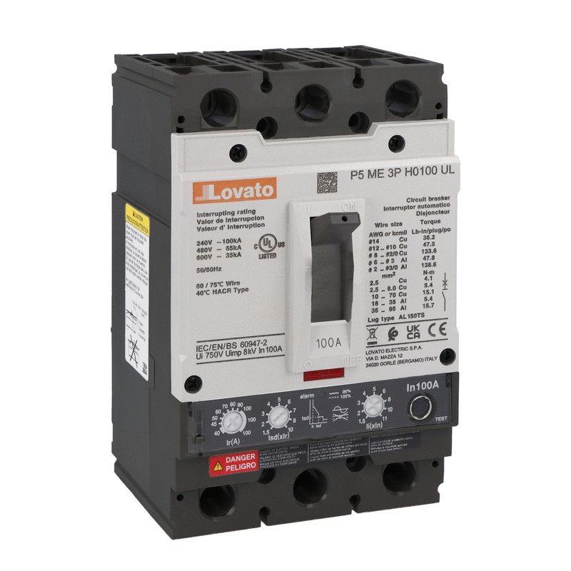 Moulded case circuit breaker three-pole, UL489 standard, 100A - Icu 65kA at 480V
