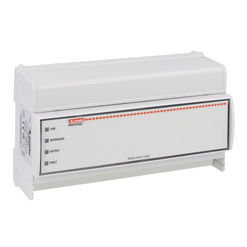 Backup power supply for interface protection units PMVF… AC supplied. Input 230VAC, output 230VAC with stored energy 645Ws and power 50VA