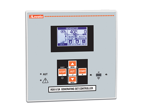 Stand alone gen-set controller, 12/24VDC, USB/optical and Wi-Fi point programming port on front, W/Pick-up speed input, IP54