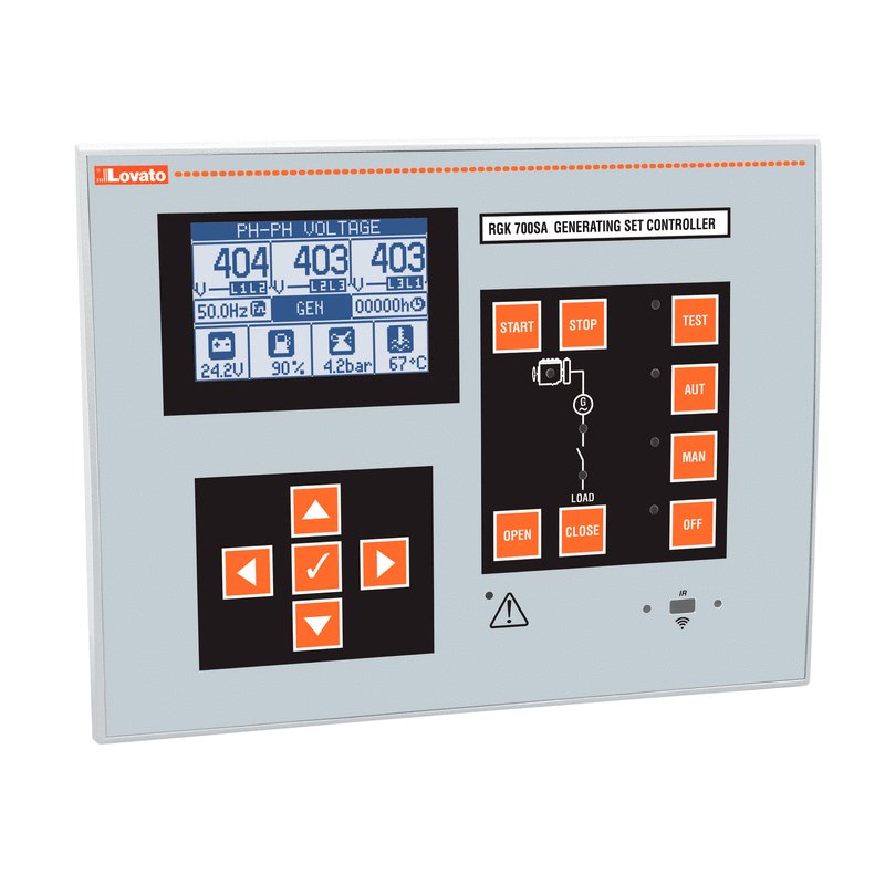 Stand alone gen-set controller, 12/24VDC, RS232 serial port and USB/optical and Wi-Fi point programming port on front, Canbus port, IP65
