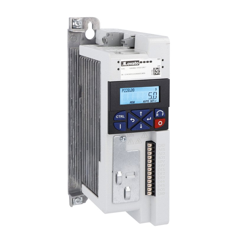 Variable speed drive, VLA1 type, single-phase, supply 200...240VAC (50/60Hz). Built-in EMC suppressor, Cat. C2, 0.75kW