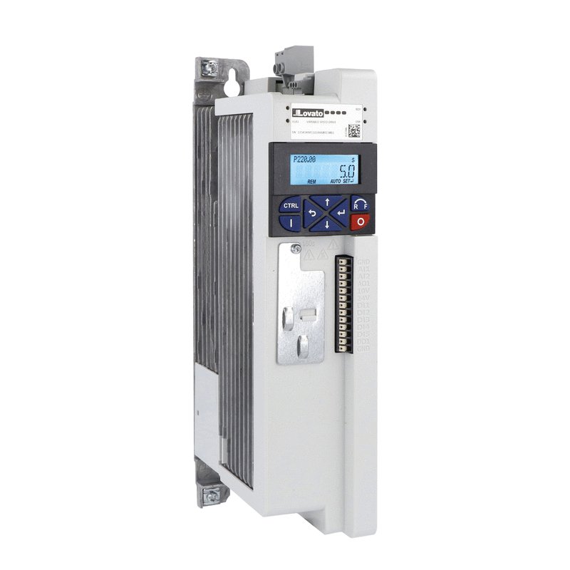 Variable speed drive, VLA1 type, single-phase, supply 200...240VAC (50/60Hz). Built-in EMC suppressor, Cat. C2, 1.5kW