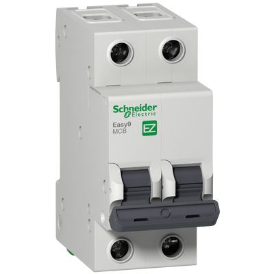 Schneider 63A 2-Pole MCB - 6kA C-Curve, Easy9 Series (EZ9F56263)