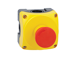 Yellow control station LPZP1A5 complete with mushroom pushbutton turn-to-release LPCB6644 2NC