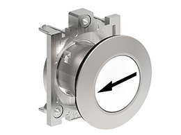 Pushbutton actuator, spring return, with symbol Ø30mm Platinum series flat metal, flush, ←/White