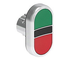 Double-touch actuator, spring return Ø22mm Platinum series metal, 2 flush pushbuttons. Both spring return, Green - Red