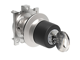 Selector switch actuator key Ø30mm Platinum series flat metal, 3 position, 1 > 0 - 2 with different key code. Withdral at 0