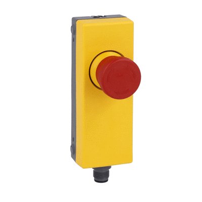 Control station for 40mm profile rails with mushroom head pushbutton, latch, turn to release for emergency stopping, 2NC