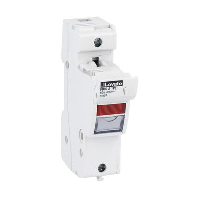 Fuse holder cUR recognized, for 14X51mm fuses. 50A rated current at 690VAC, 1P. With status indicator. 1 module