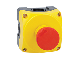 Yellow control station LPZP1A5 complete with mushroom pushbutton turn-to-release LPCB6644 1NC