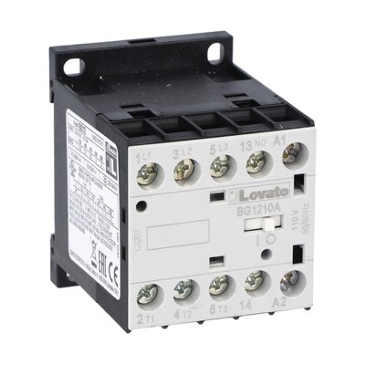 Three-pole contactor, IEC operating current Ie (AC3) = 12A, AC coil 50/60Hz, 24VAC, 1NO auxiliary contact