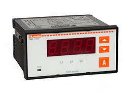 Ammeter, three-phase, 3 phase current values, 3 max phase current values, 3 min phase current values. Relay output for control and protection functions