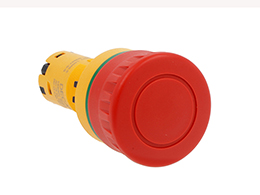 Monoblock mushroom head pushbutton actuator, red, latch, pull to release. Ø40mm. For emergency stopping, iso13850 compliant 1NO+1NC spring terminals