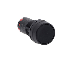 Monoblock pushbutton actuator, spring return, flush, black, 1NC spring terminals