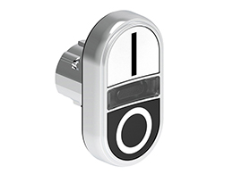Double-touch actuator, spring return, white indicator Ø22mm Platinum series metal, 2 flush pushbuttons. Both spring return, White - Black/I - 0