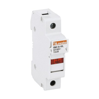Fuse holder, for 10X38mm fuses. 32A rated current at 690VAC, 1P. With status indicator. 1 module