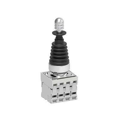 Joystick, Ø22mm Platinum series metal, with mechanical interlock. Complete with auxiliary contact, instable, 4NO auxiliary contacts