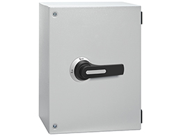 Four-pole line changeover switch I-0-II in IEC/EN IP65 metal enclosure, 250A. Enclosure dimensions: 300x400x250mm/11.8x15.8x9.8''