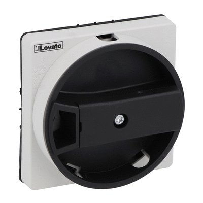 Door-coupling handle, padlockable. Black, rotating, for GA...A, GA016C…GA040C and GA063SC. Ring fixing. Recessed selector. 5mm/0.2”. ISO19085, IP65